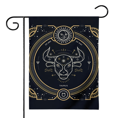 Vintage Taurus Zodiac Sign Print House Flag