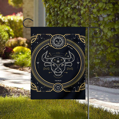 Vintage Taurus Zodiac Sign Print House Flag