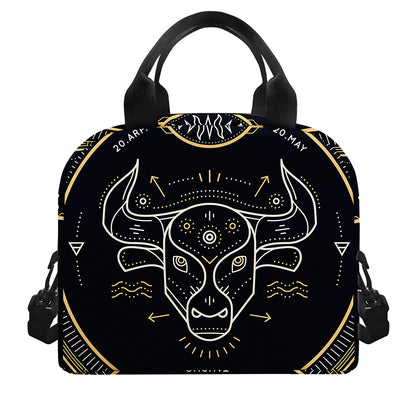 Vintage Taurus Zodiac Sign Print Insulated Lunch Bag