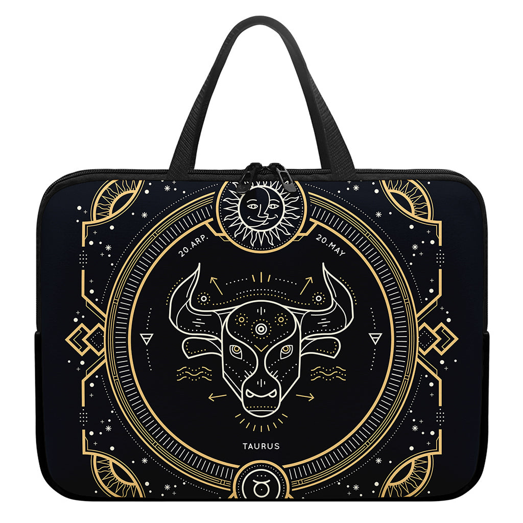 Vintage Taurus Zodiac Sign Print Laptop Sleeve With Handle