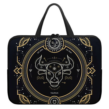 Vintage Taurus Zodiac Sign Print Laptop Sleeve With Handle