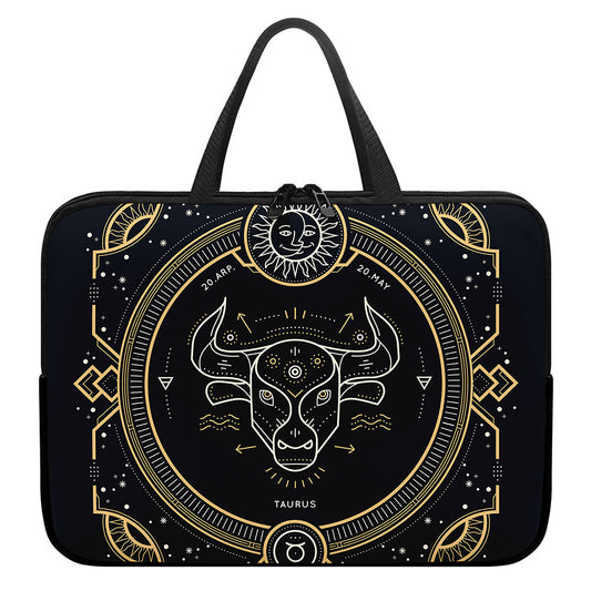 Vintage Taurus Zodiac Sign Print Laptop Sleeve With Handle