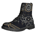 Vintage Taurus Zodiac Sign Print Lace-Up Boots