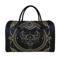 Vintage Taurus Zodiac Sign Print Leather Duffel Bag