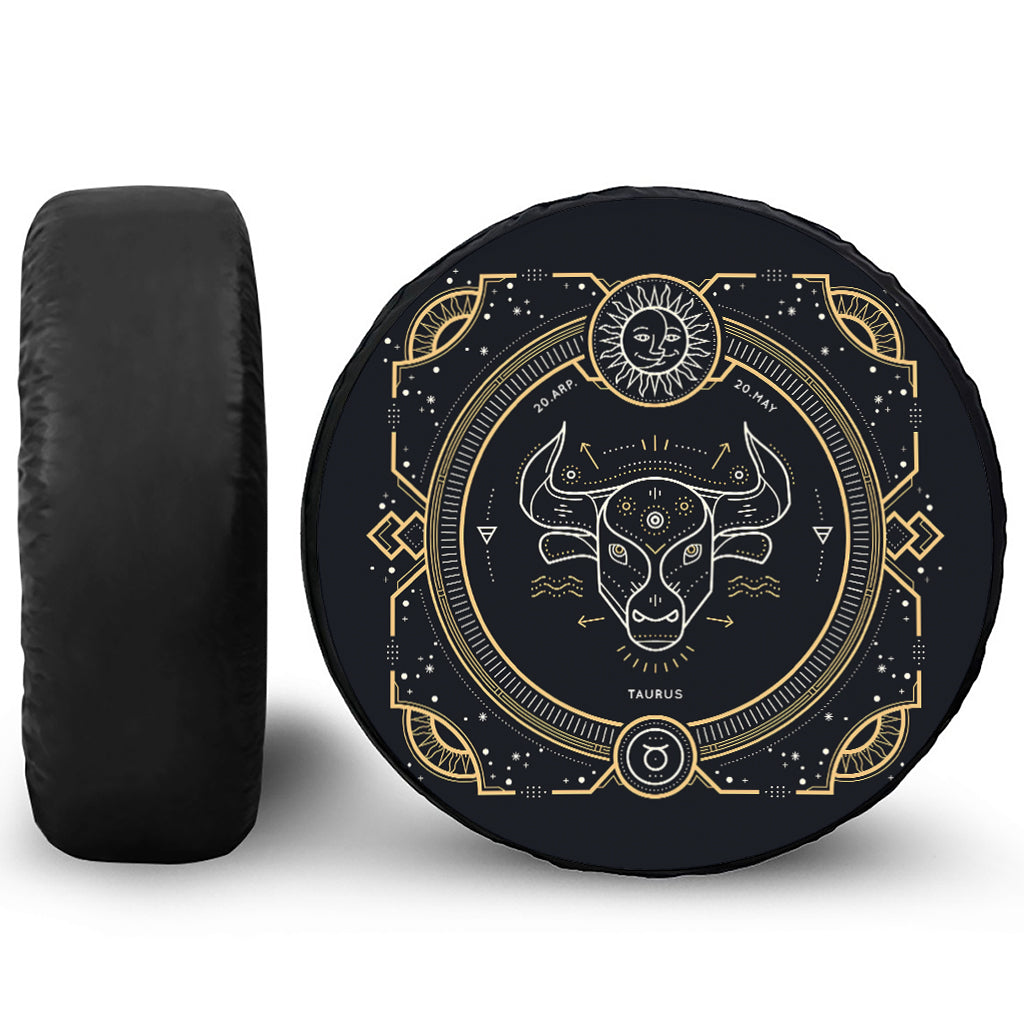 Vintage Taurus Zodiac Sign Print Leather Spare Tire Cover