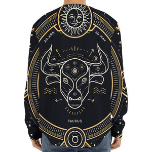 Vintage Taurus Zodiac Sign Print Long Sleeve Baseball Jersey