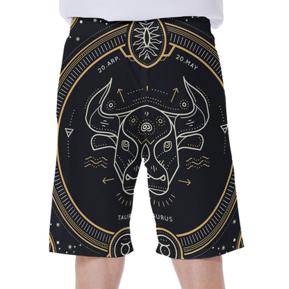 Vintage Taurus Zodiac Sign Print Men's Beach Shorts