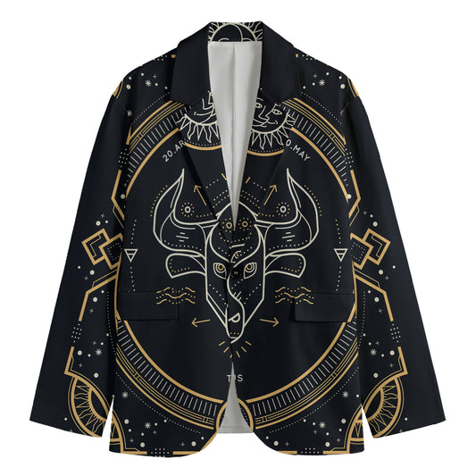 Vintage Taurus Zodiac Sign Print Men's Blazer