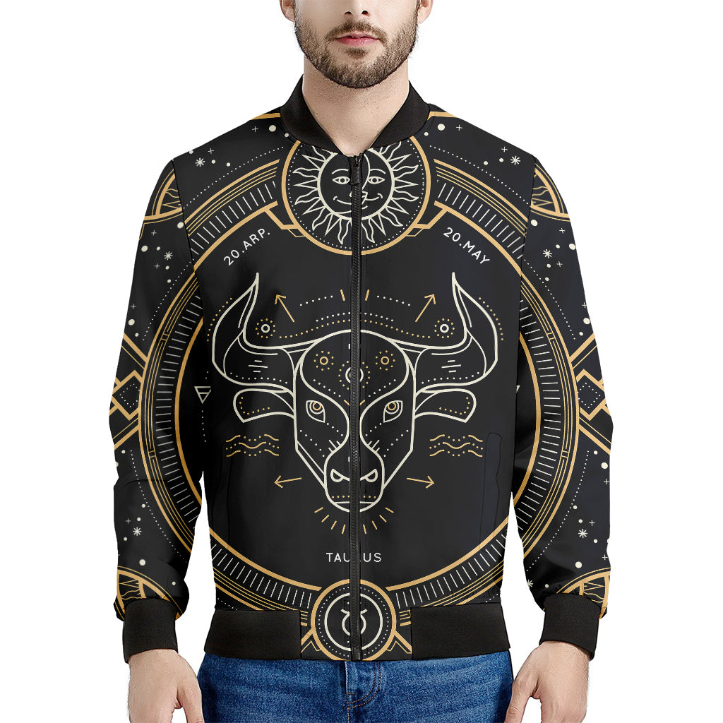 Vintage Taurus Zodiac Sign Print Men's Bomber Jacket