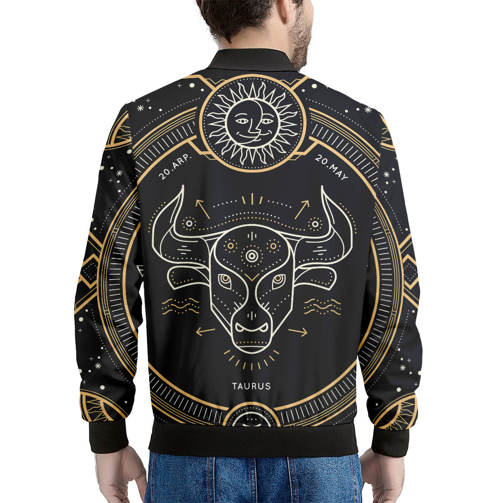 Vintage Taurus Zodiac Sign Print Men's Bomber Jacket
