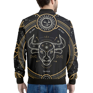 Vintage Taurus Zodiac Sign Print Men's Bomber Jacket