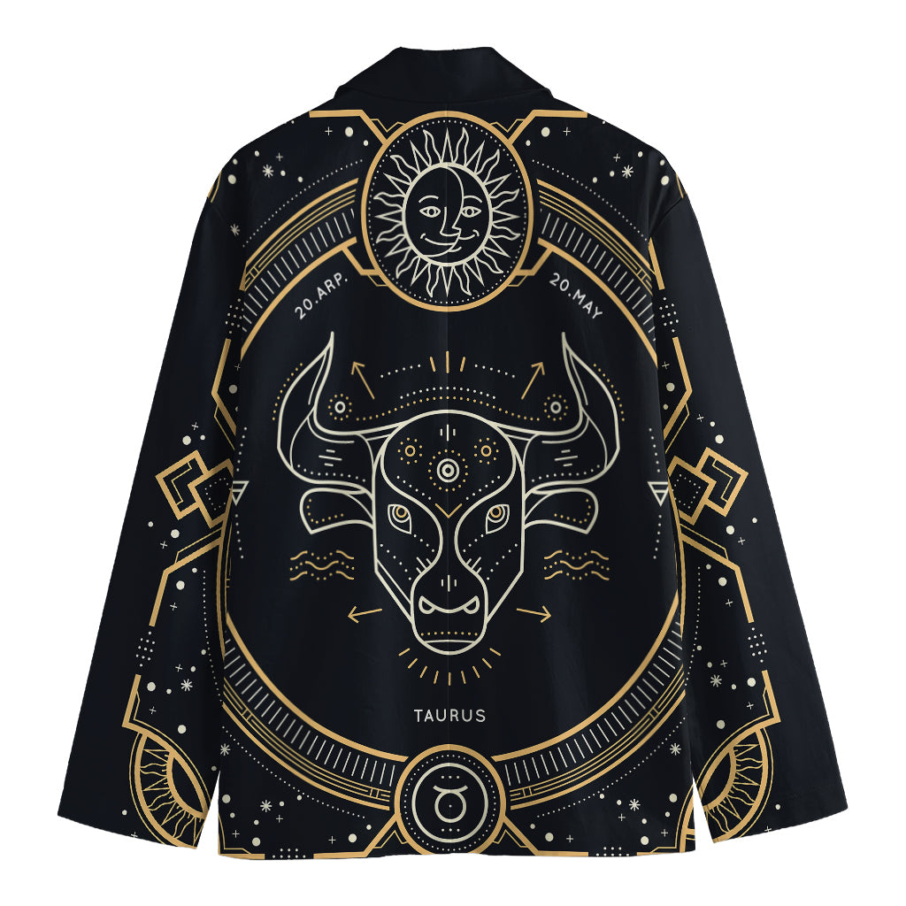 Vintage Taurus Zodiac Sign Print Men's Cotton Blazer