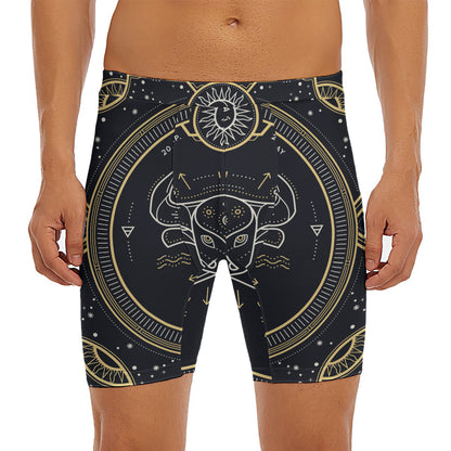 Vintage Taurus Zodiac Sign Print Men's Long Boxer Briefs