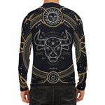 Vintage Taurus Zodiac Sign Print Men's Long Sleeve Rash Guard