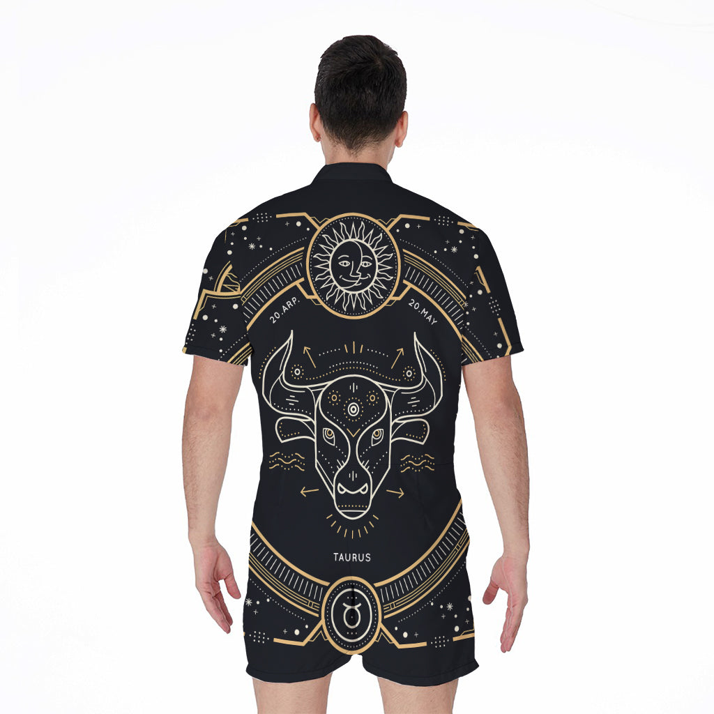Vintage Taurus Zodiac Sign Print Men's Rompers