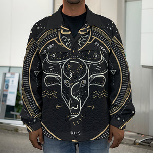 Vintage Taurus Zodiac Sign Print Men's Shirt Jacket