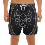 Vintage Taurus Zodiac Sign Print Men's Split Running Shorts
