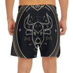 Vintage Taurus Zodiac Sign Print Men's Split Running Shorts