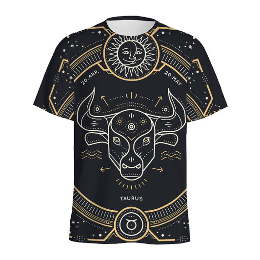 Vintage Taurus Zodiac Sign Print Men's Sports T-Shirt