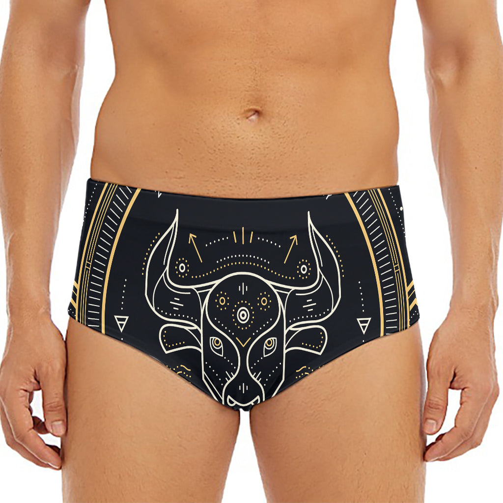 Vintage Taurus Zodiac Sign Print Men's Triangle Swim Briefs