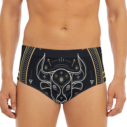 Vintage Taurus Zodiac Sign Print Men's Triangle Swim Briefs