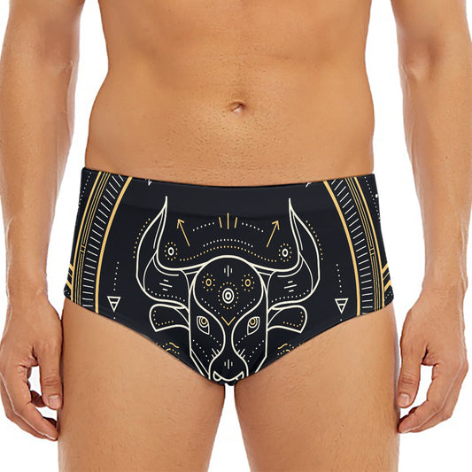 Vintage Taurus Zodiac Sign Print Men's Triangle Swim Briefs