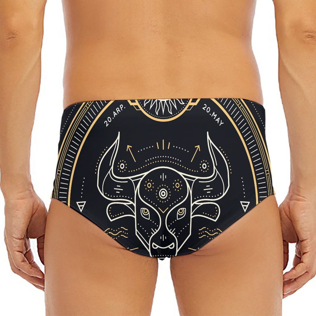 Vintage Taurus Zodiac Sign Print Men's Triangle Swim Briefs