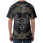 Vintage Taurus Zodiac Sign Print Men's Velvet T-Shirt