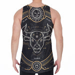 Vintage Taurus Zodiac Sign Print Men's Velvet Tank Top