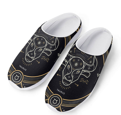 Vintage Taurus Zodiac Sign Print Mesh Casual Shoes