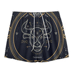 Vintage Taurus Zodiac Sign Print Mesh Shorts