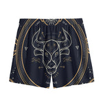 Vintage Taurus Zodiac Sign Print Mesh Shorts