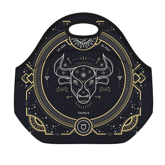 Vintage Taurus Zodiac Sign Print Neoprene Lunch Bag