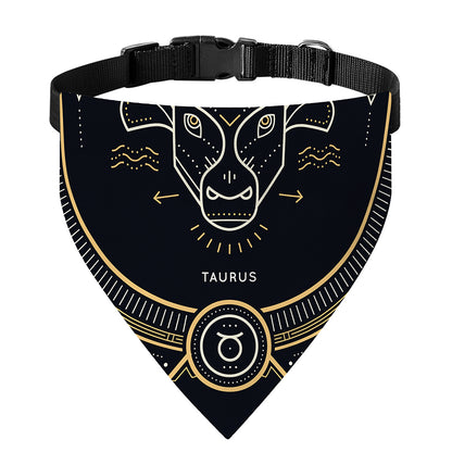 Vintage Taurus Zodiac Sign Print Over The Collar Dog Bandana