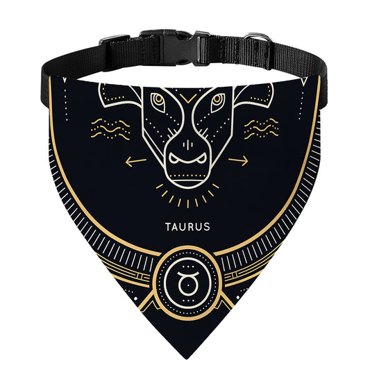 Vintage Taurus Zodiac Sign Print Over The Collar Dog Bandana