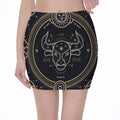 Vintage Taurus Zodiac Sign Print Pencil Mini Skirt