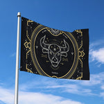 Vintage Taurus Zodiac Sign Print Polyester Flag