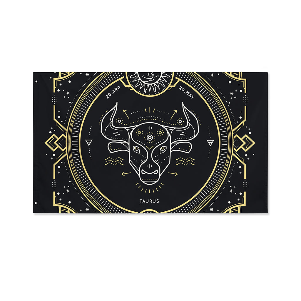Vintage Taurus Zodiac Sign Print Polyester Flag
