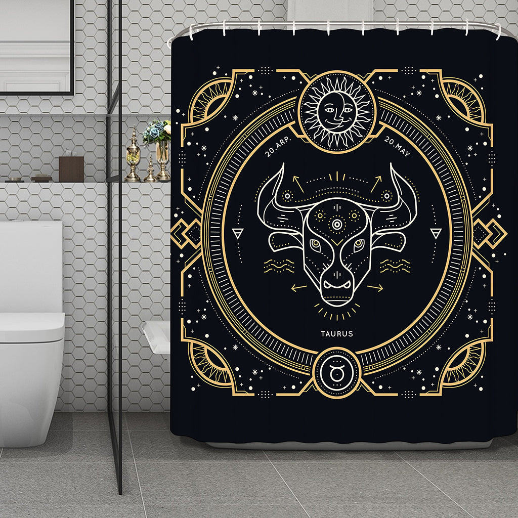 Vintage Taurus Zodiac Sign Print Polyester Shower Curtain