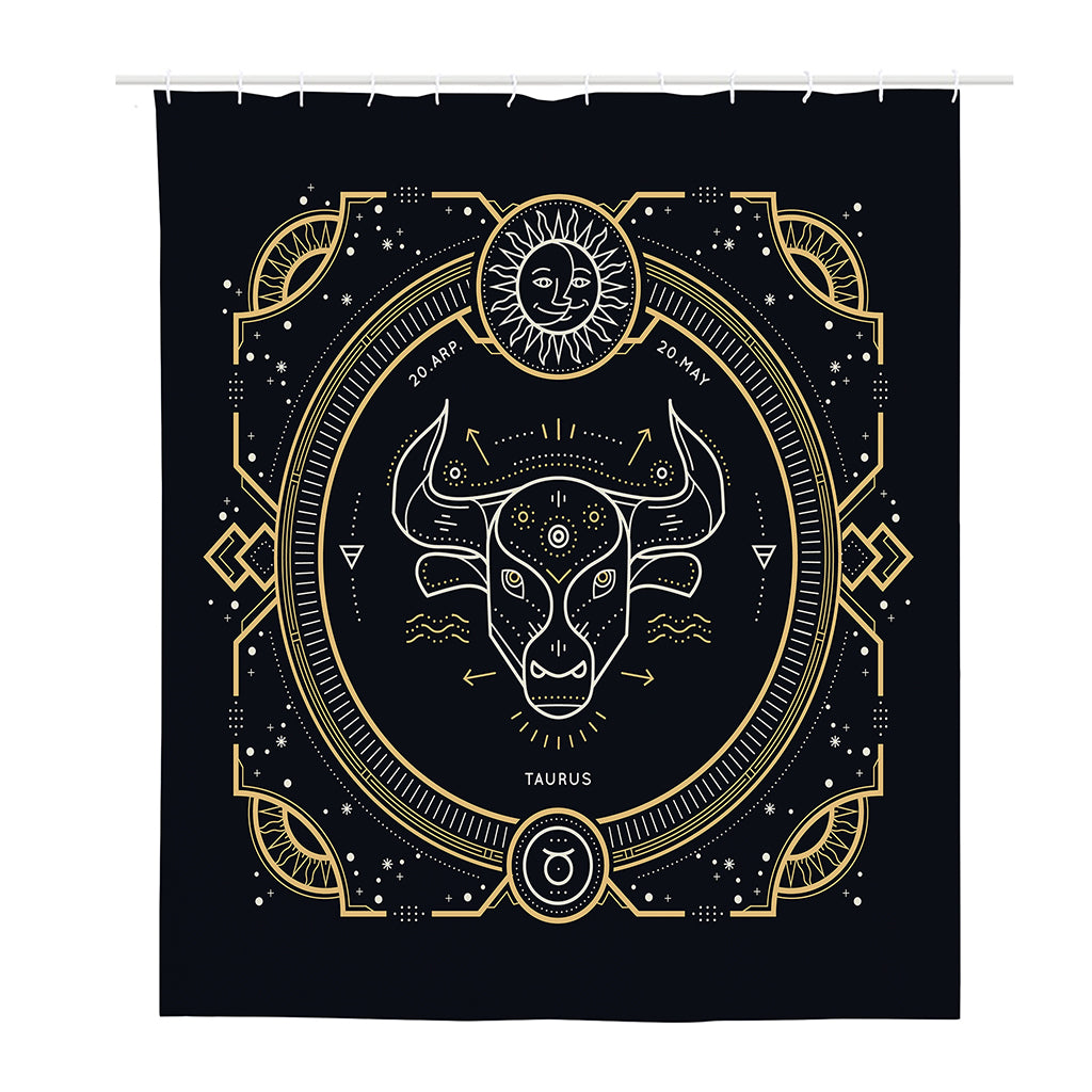 Vintage Taurus Zodiac Sign Print Polyester Shower Curtain