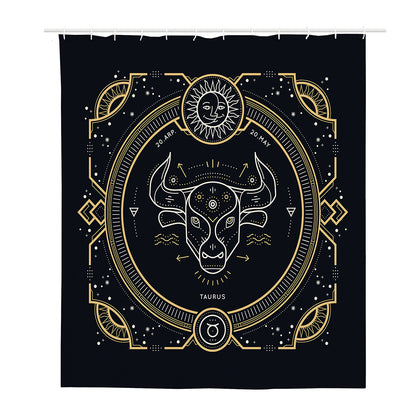 Vintage Taurus Zodiac Sign Print Polyester Shower Curtain