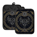 Vintage Taurus Zodiac Sign Print Pot Holders With Pocket