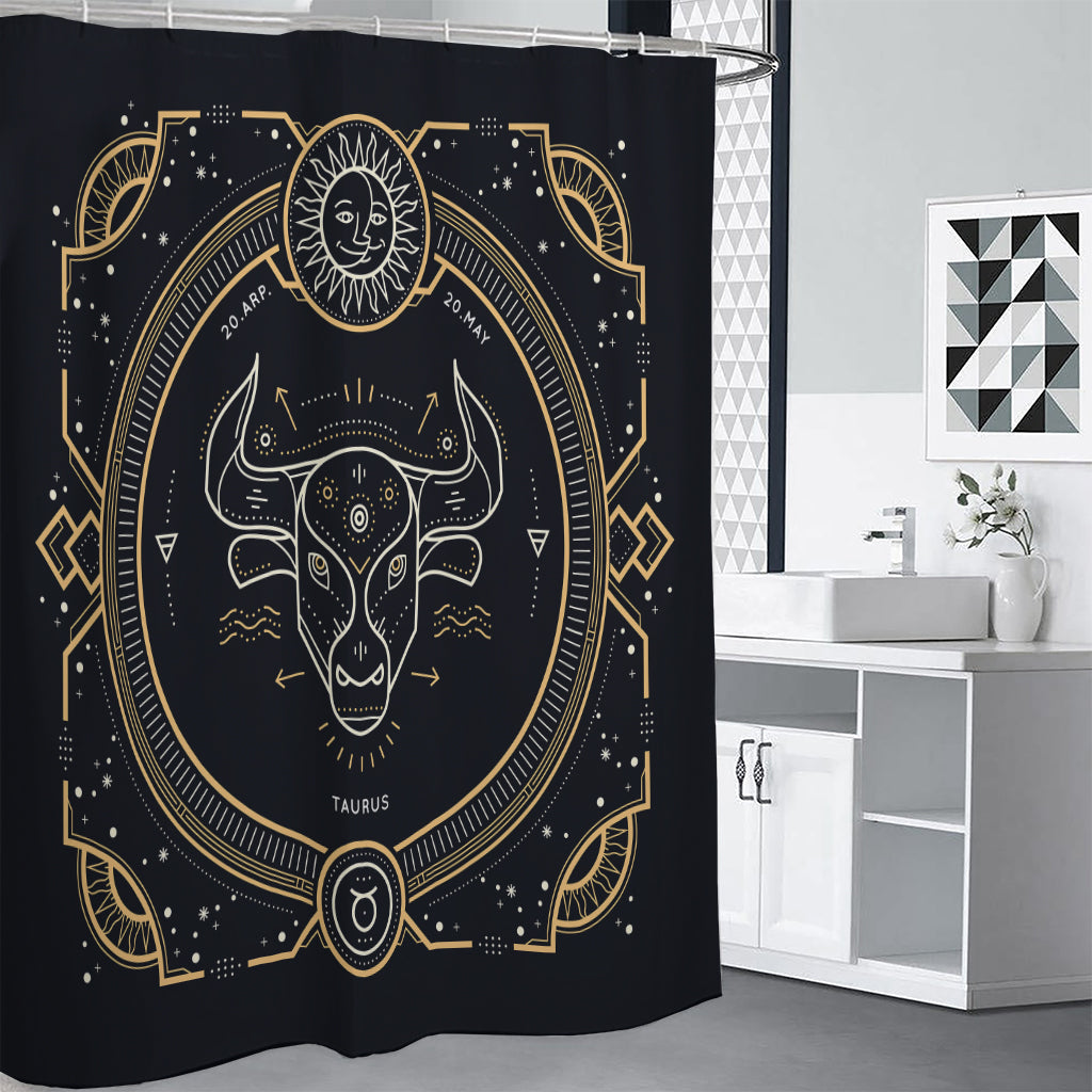 Vintage Taurus Zodiac Sign Print Premium Shower Curtain