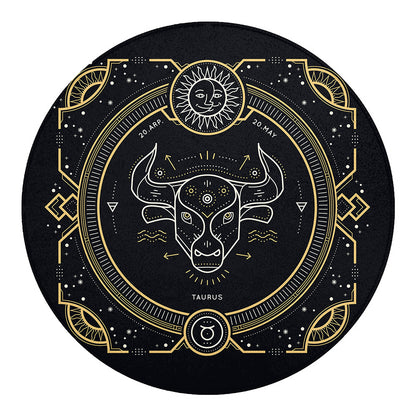 Vintage Taurus Zodiac Sign Print Round Blanket
