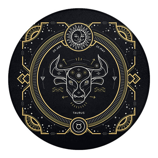 Vintage Taurus Zodiac Sign Print Round Blanket
