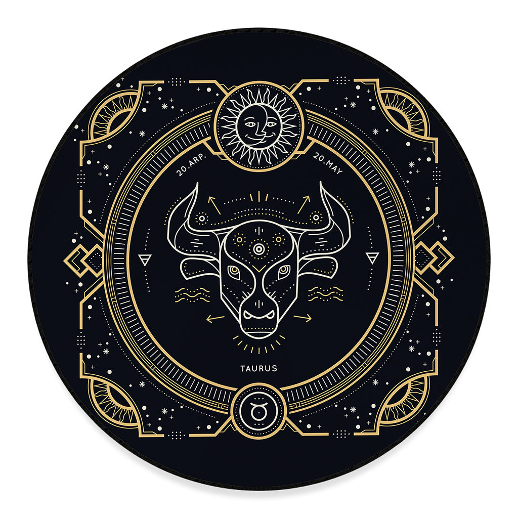 Vintage Taurus Zodiac Sign Print Round Floor Mat