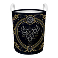 Vintage Taurus Zodiac Sign Print Round Laundry Basket