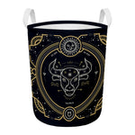 Vintage Taurus Zodiac Sign Print Round Laundry Basket