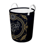 Vintage Taurus Zodiac Sign Print Round Laundry Basket