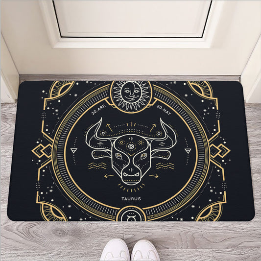 Vintage Taurus Zodiac Sign Print Rubber Doormat